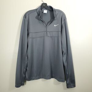 Nike‎ Dri Fit 1/4 Zip Pullover Mens Large Gray Sweatshirt Running Athletic Solid